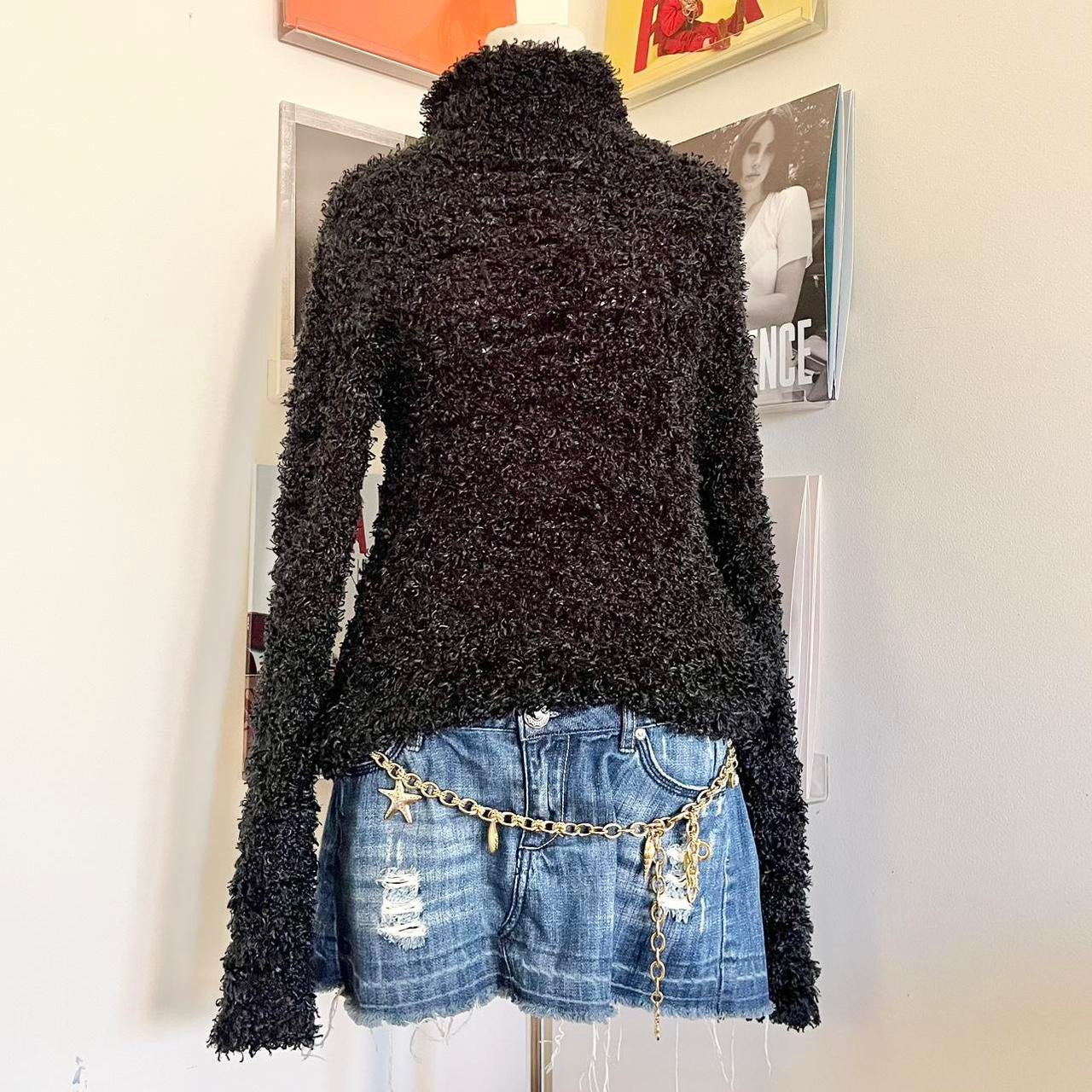 y2k 2000s black turtleneck sweater