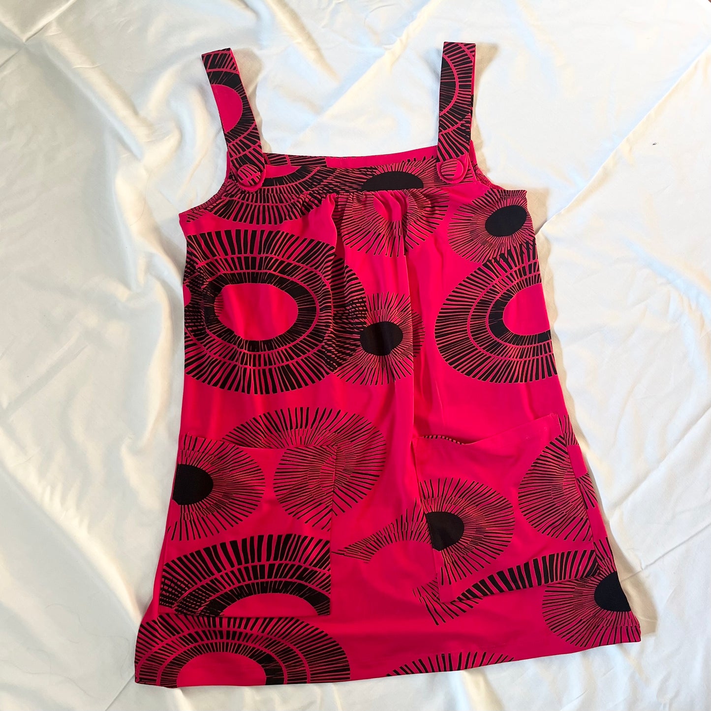 2000s deadstock pink abstract print mod dress or long top NWT
