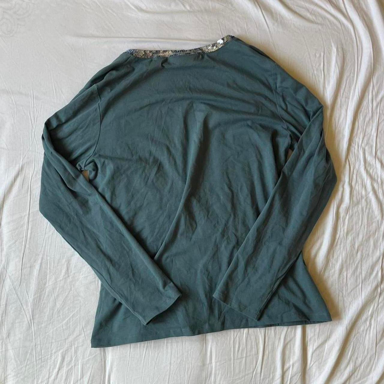 2000s y2k long sleeve wrap top with sequin detailing