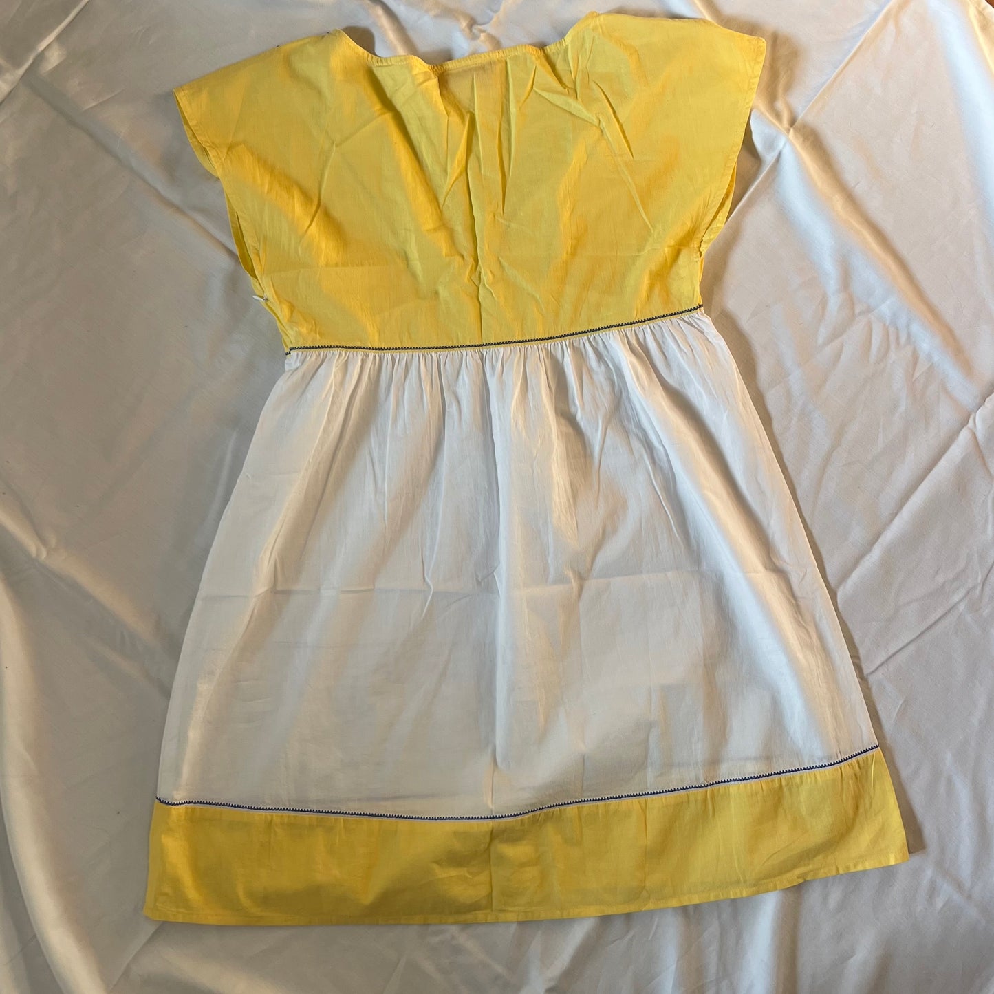 y2k deadstock yellow white babydoll mini dress