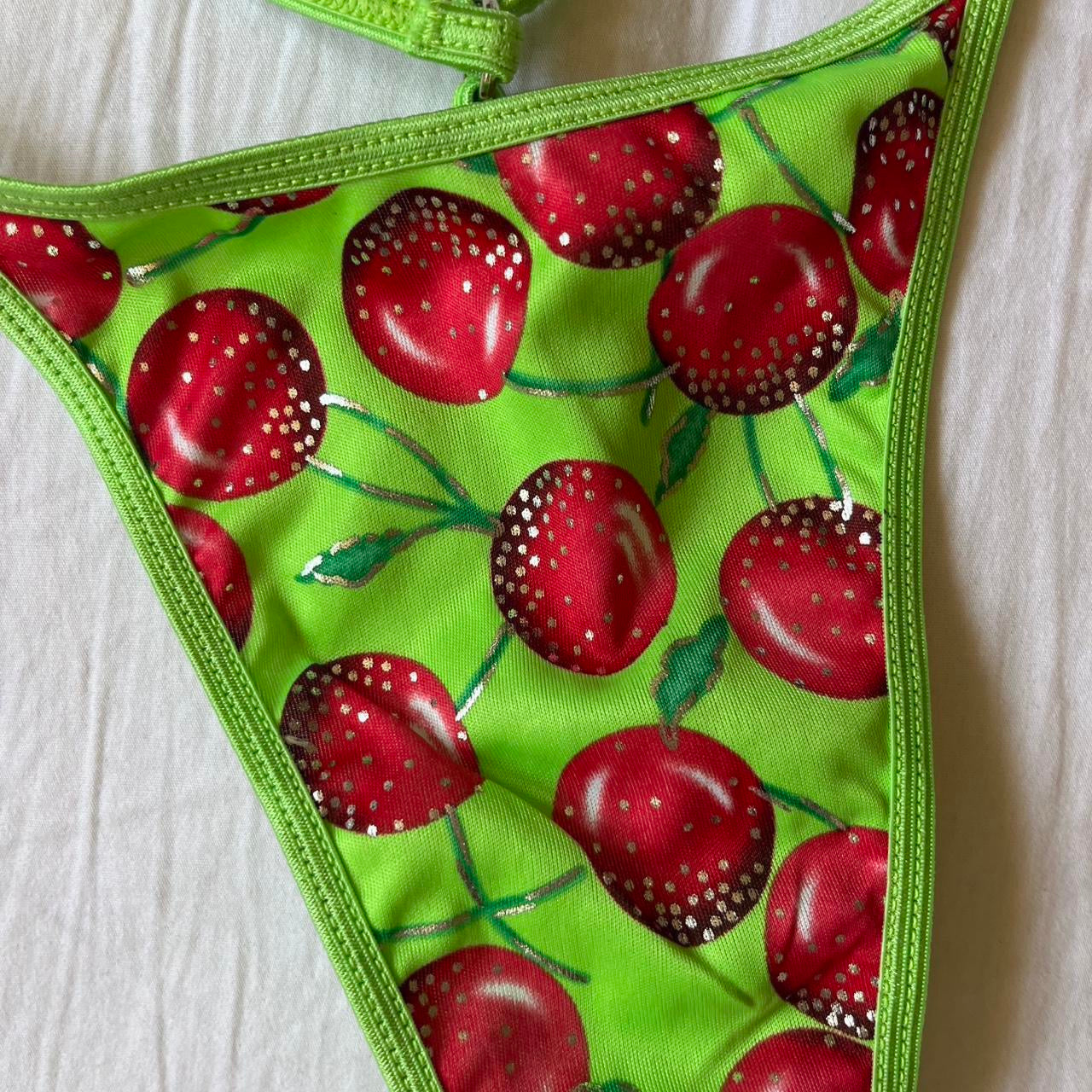 2000s y2k deadstock cherry sparkle thong
