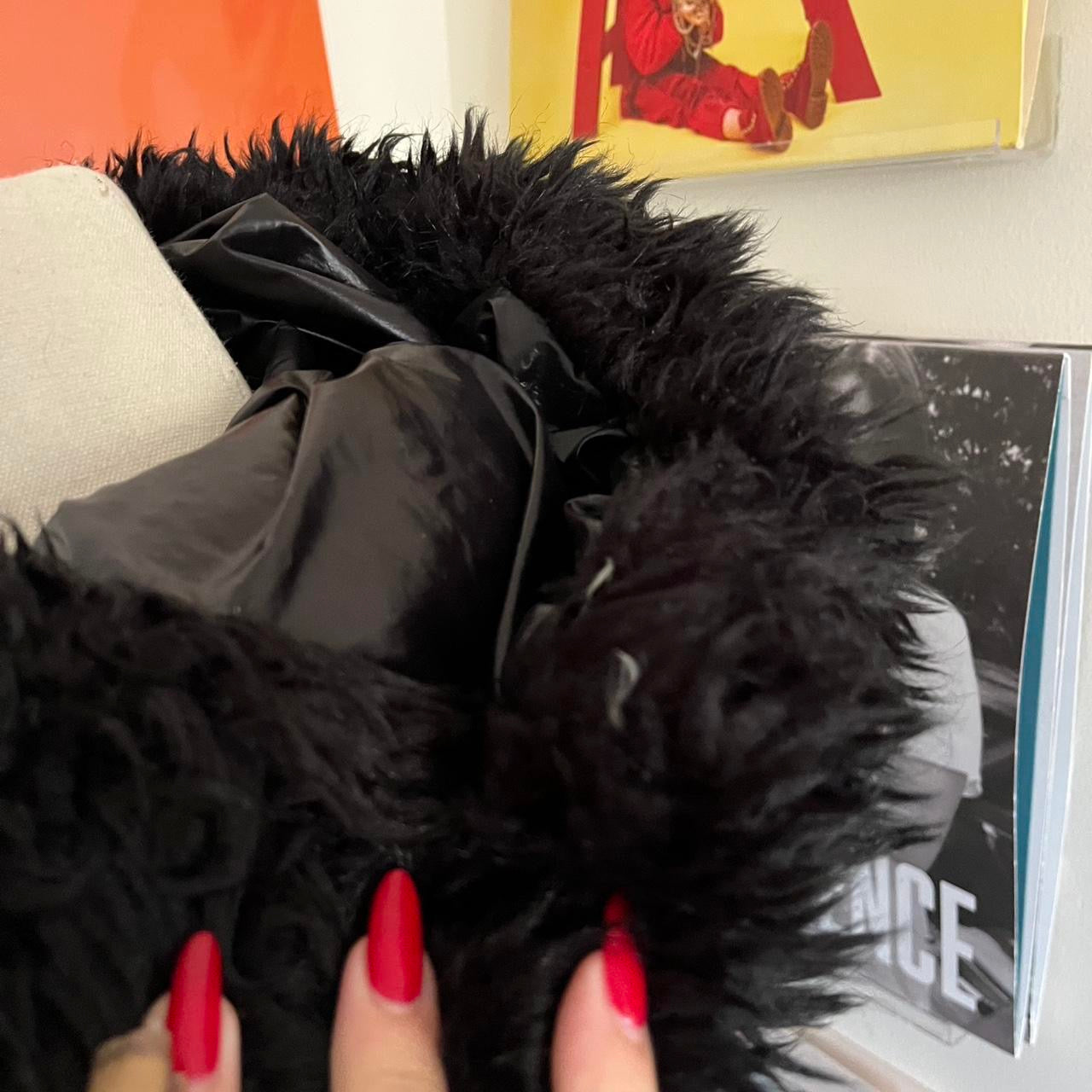 vintage y2k 2000s miss sixty black puffer jacket with fur hood