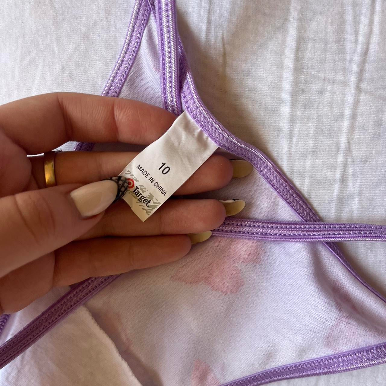 2000s y2k deadstock purple butterfly sparkle thong