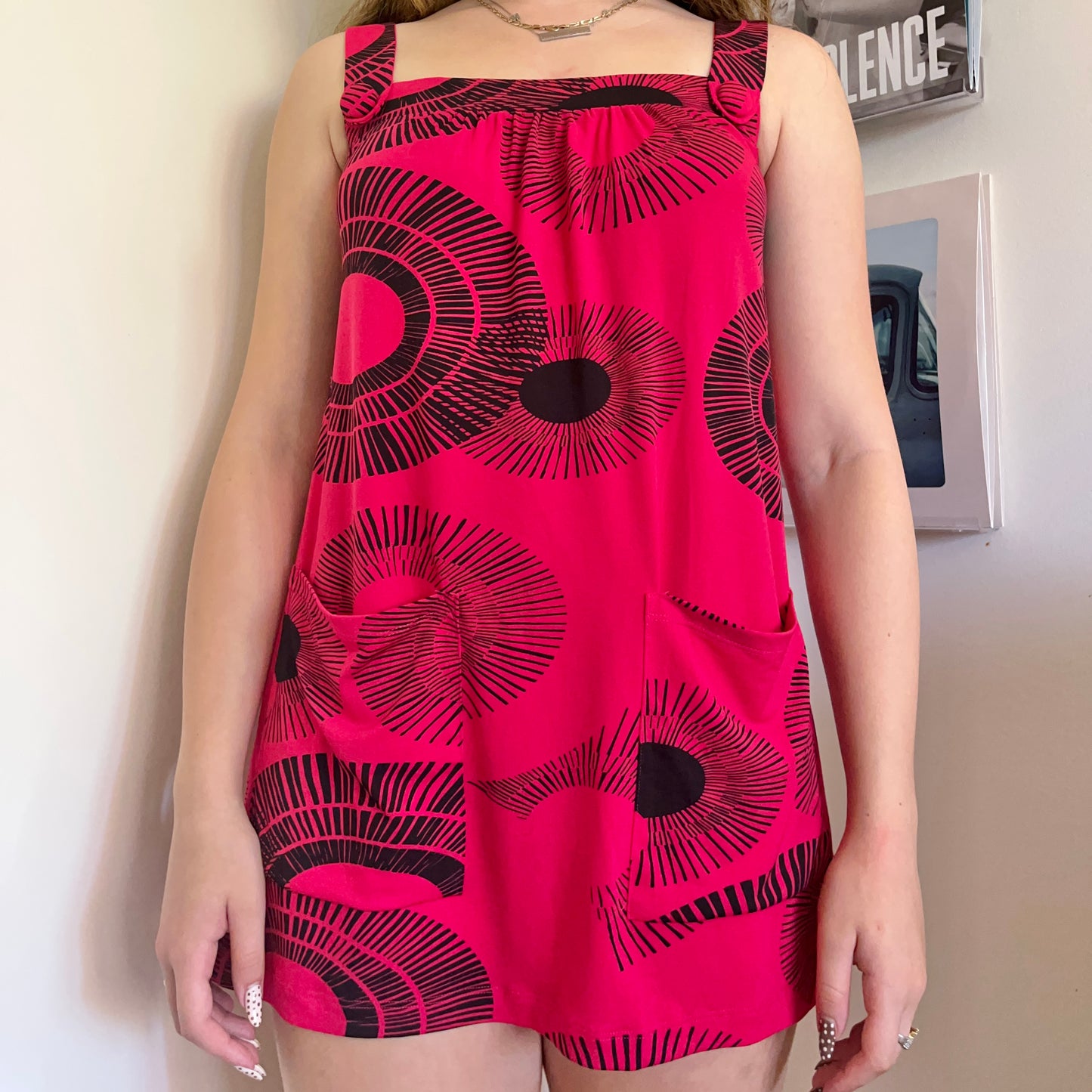 2000s deadstock pink abstract print mod dress or long top NWT