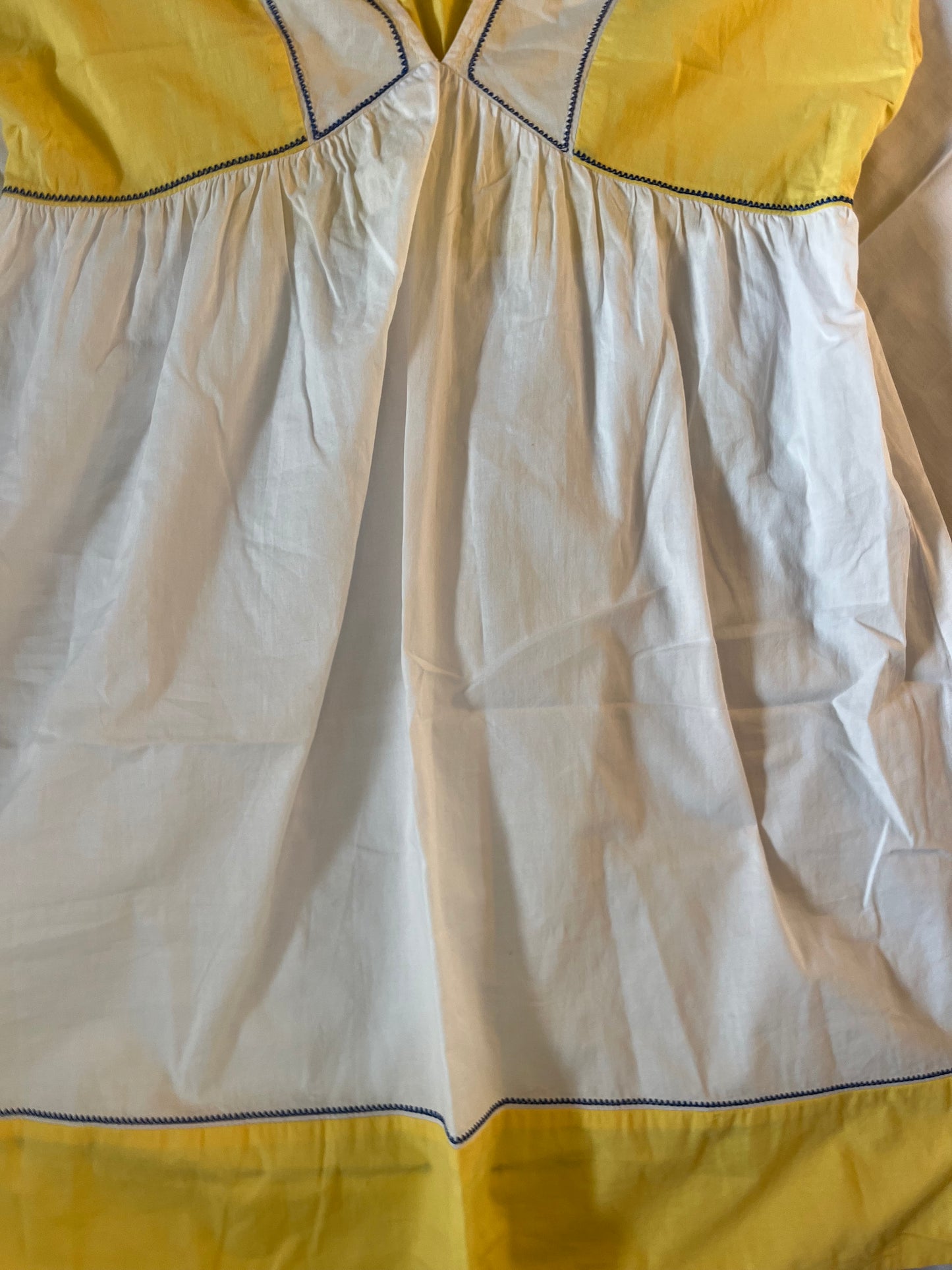y2k deadstock yellow white babydoll mini dress