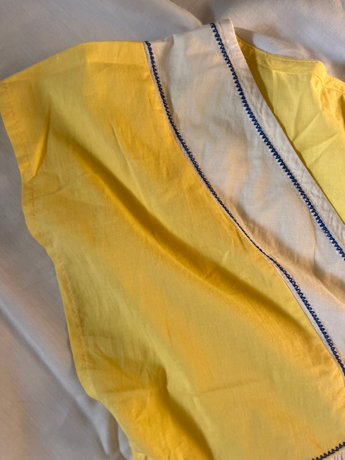 y2k deadstock yellow white babydoll mini dress