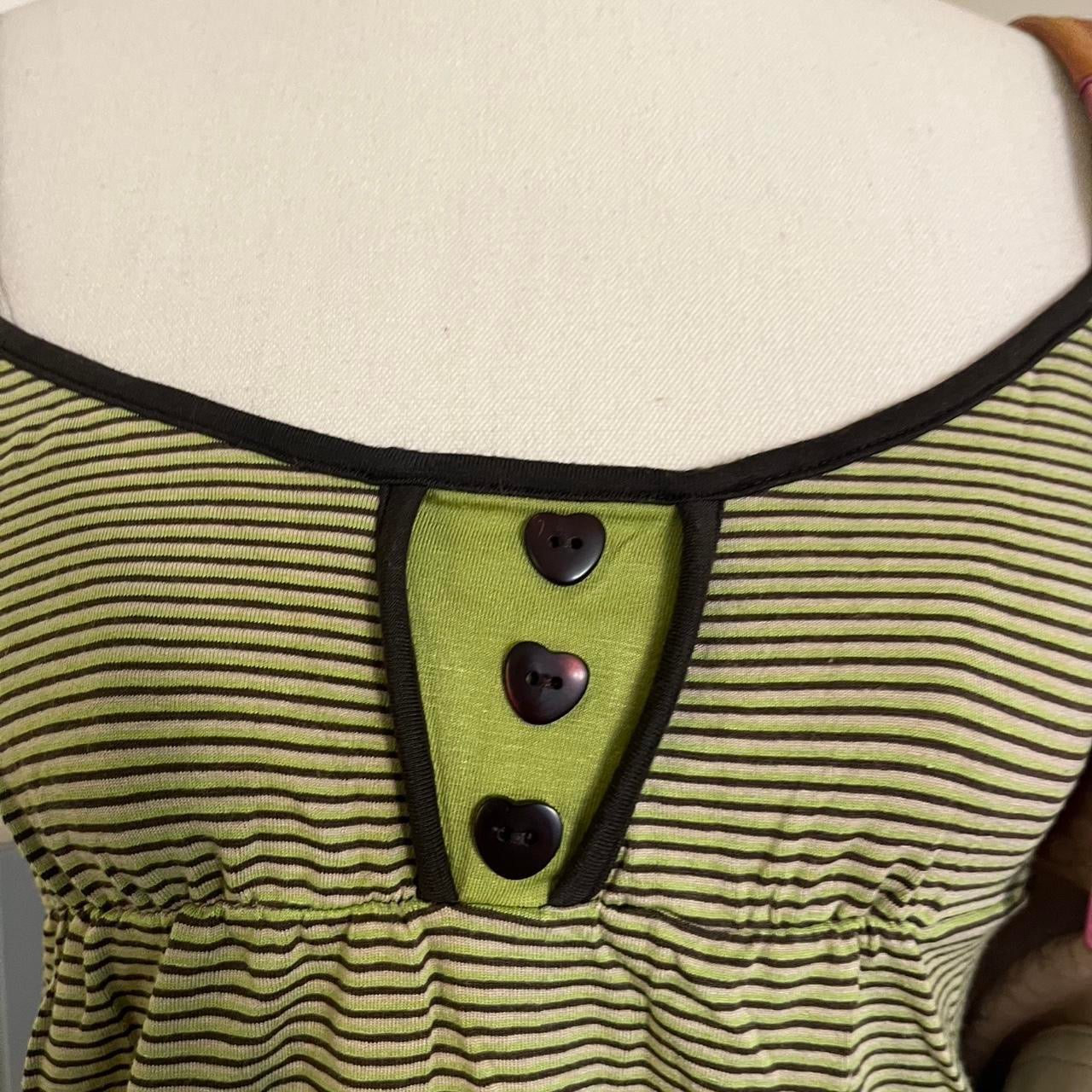 2000s y2k green stripe babydoll cami