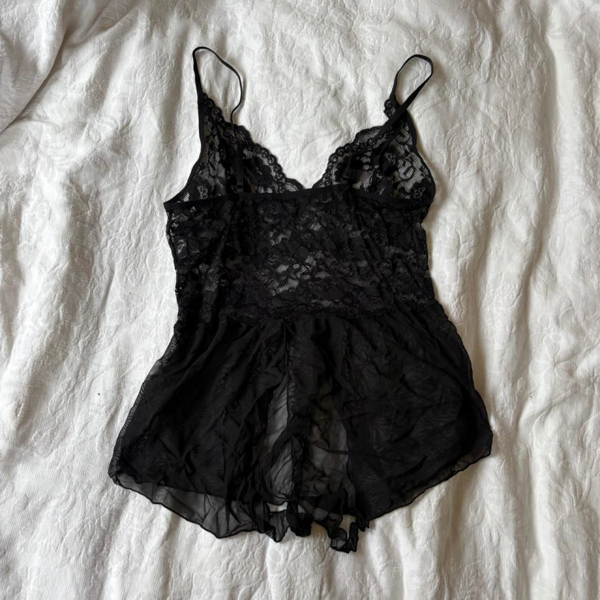 black lace lingerie babydoll mesh cami