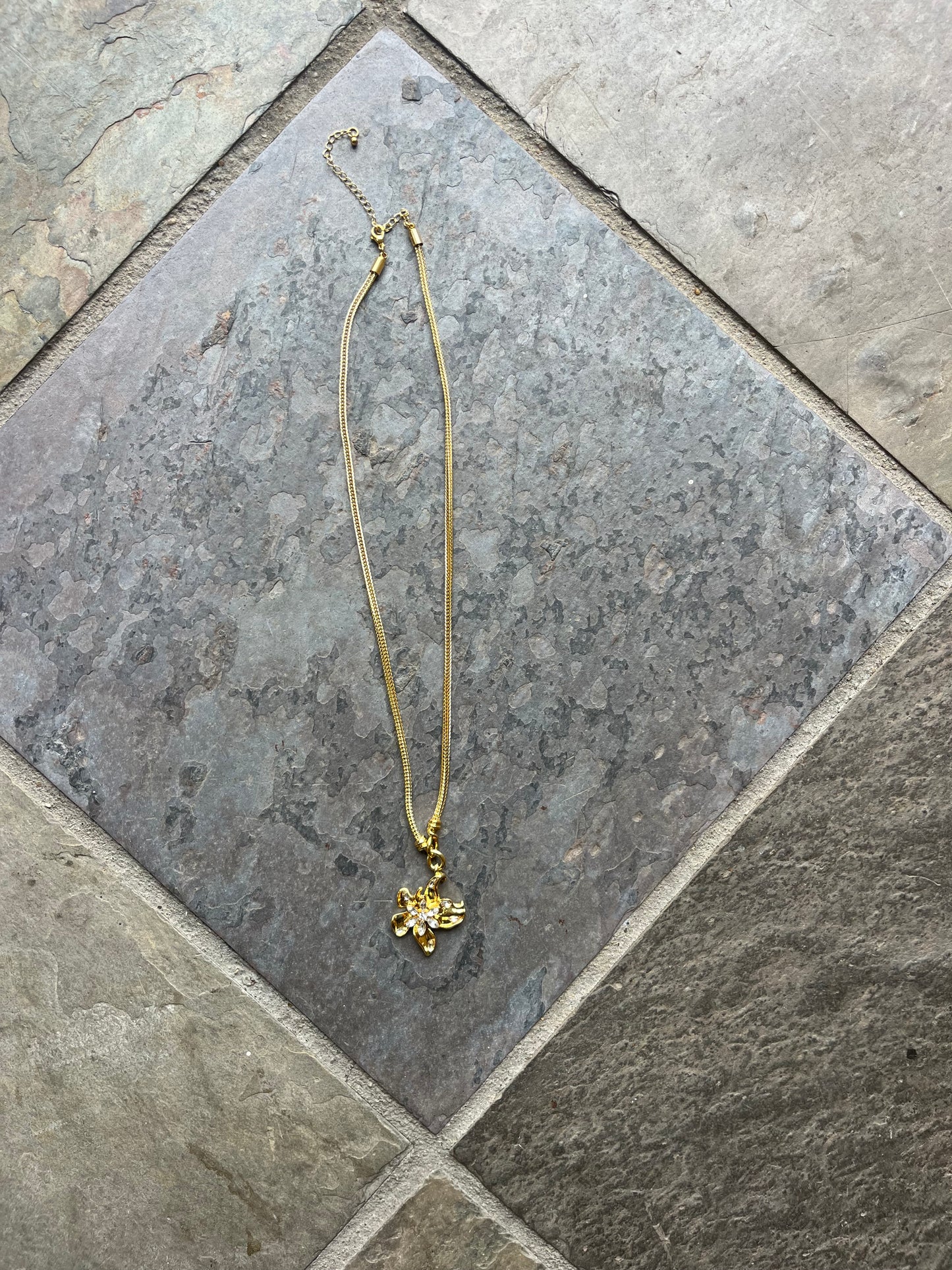 gold hibiscus pendant necklace