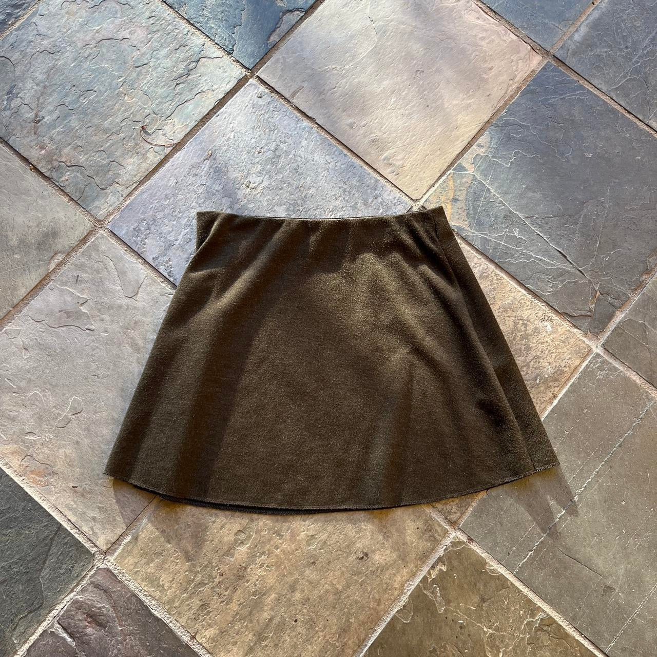 green textured mini skirt