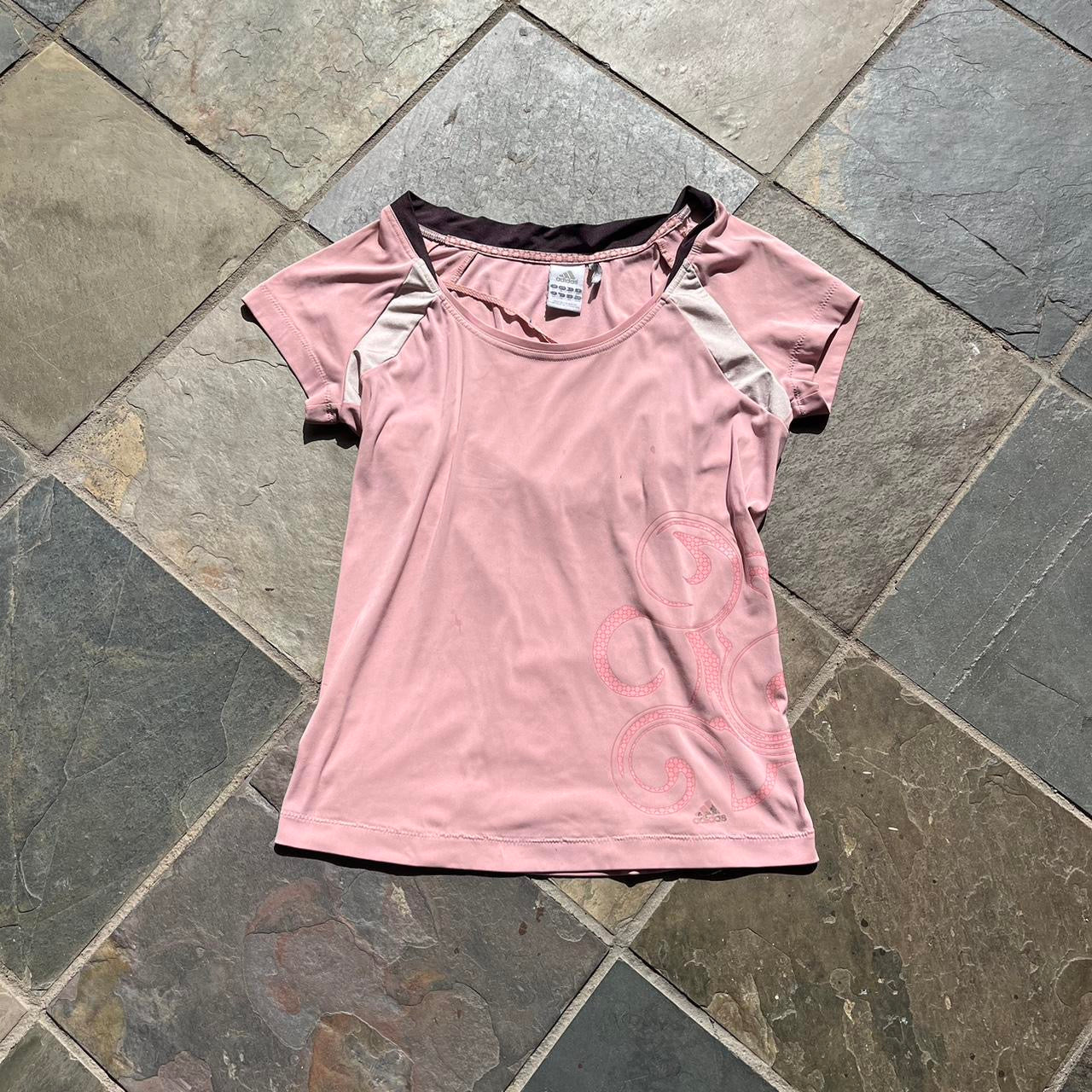 pink adidas workout tee