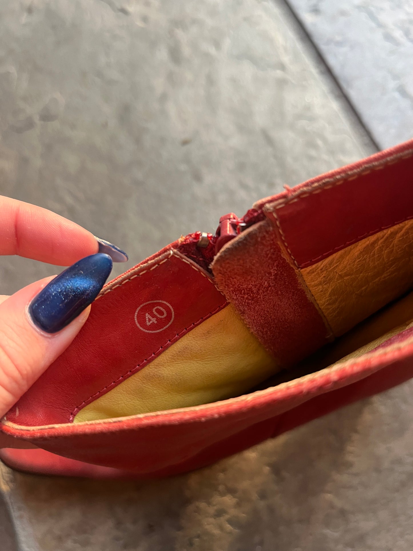 vintage red leather ankle boots