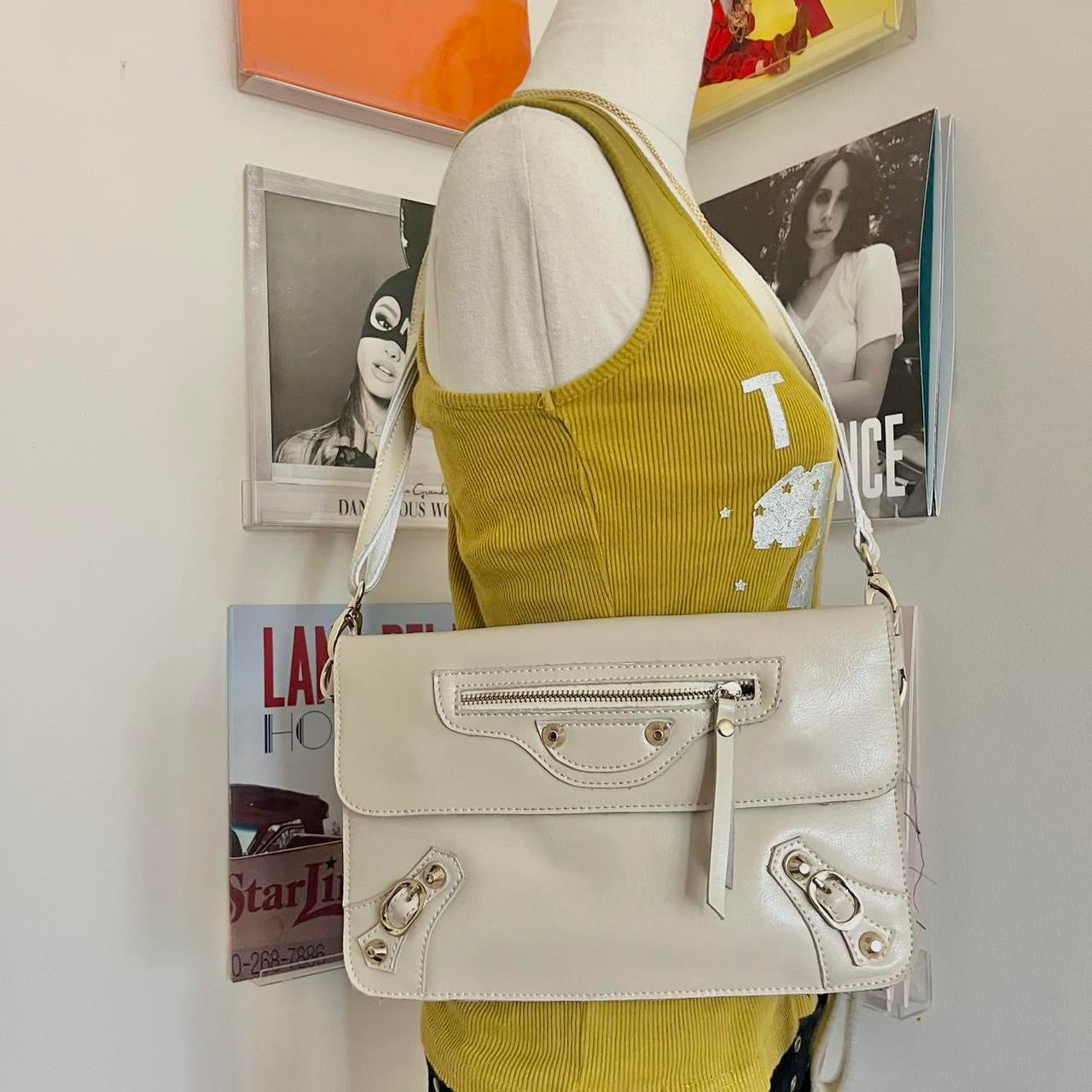 vintage moto style crossbody bag