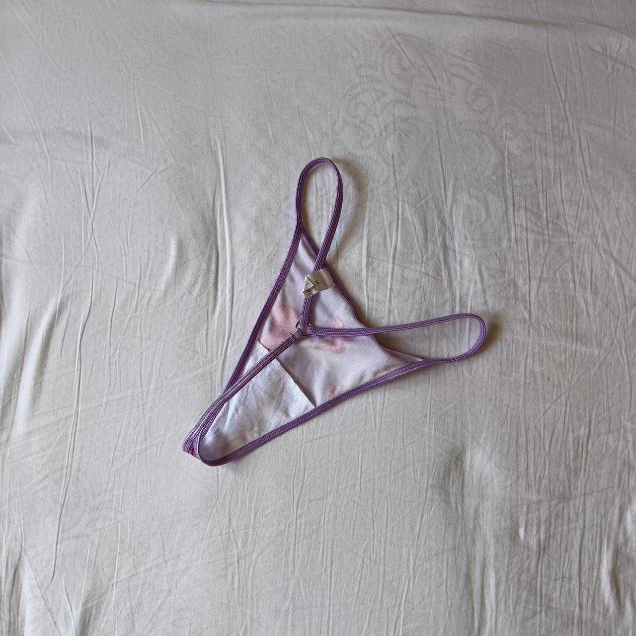 2000s y2k deadstock purple butterfly sparkle thong