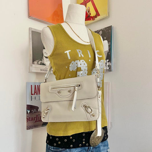 vintage moto style crossbody bag