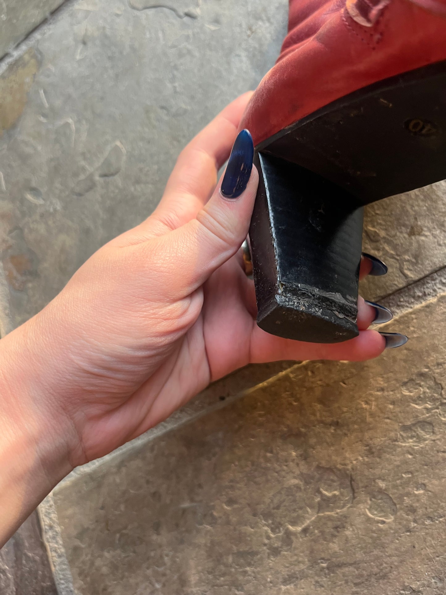 vintage red leather ankle boots