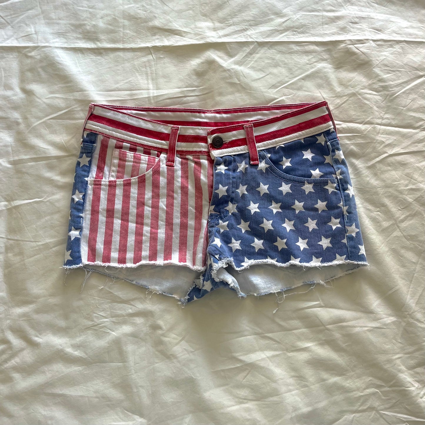 usa print micro mini shorts