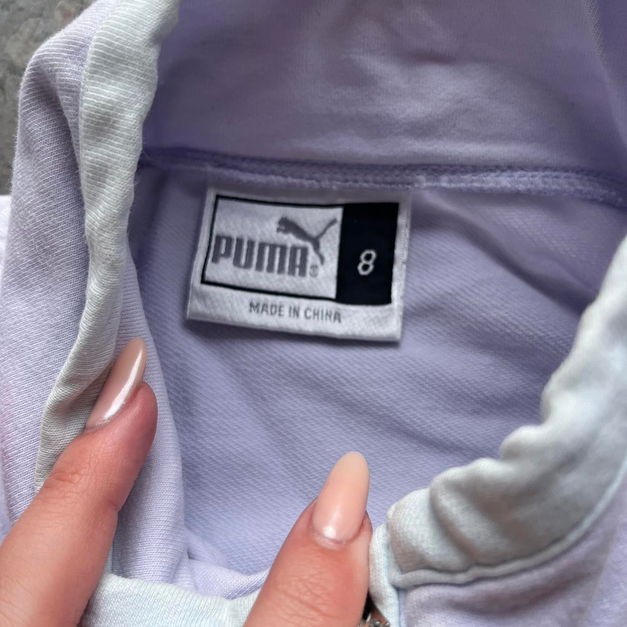 lilac puma zip up jacket with two stripes