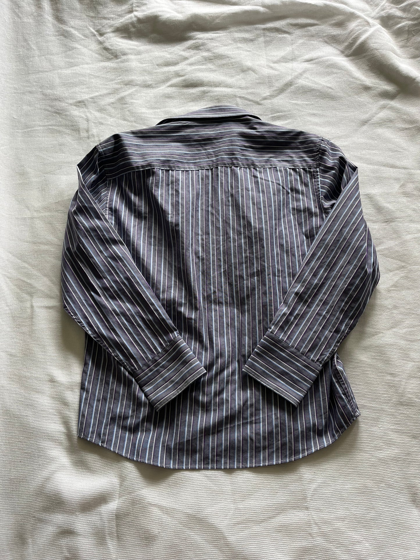 grey purple pinstripe long sleeve shirt