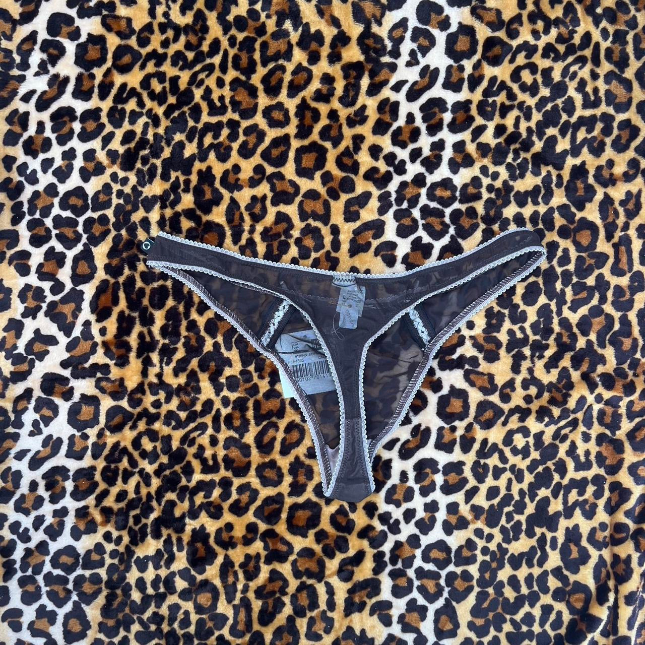 deadstock NWT morgan de toi brown sheer thong y2k 2000s