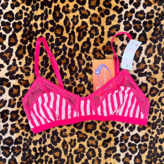 deadstock NWT y2k pink stripe bralette