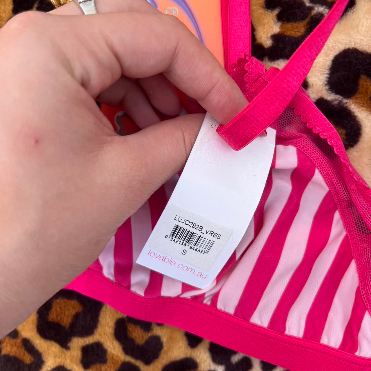 deadstock NWT y2k pink stripe bralette