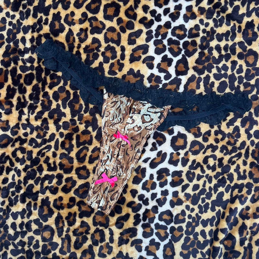 deadstock NWOT leopard print thong y2k 2000s