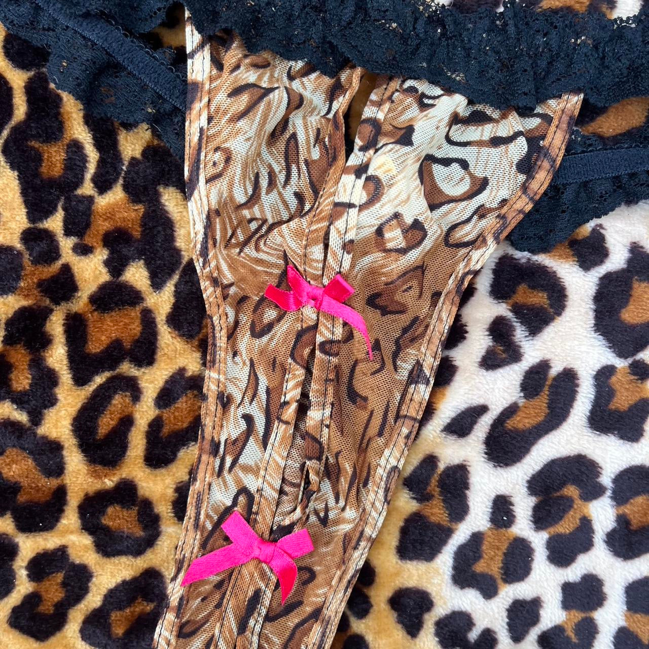deadstock NWOT leopard print thong y2k 2000s