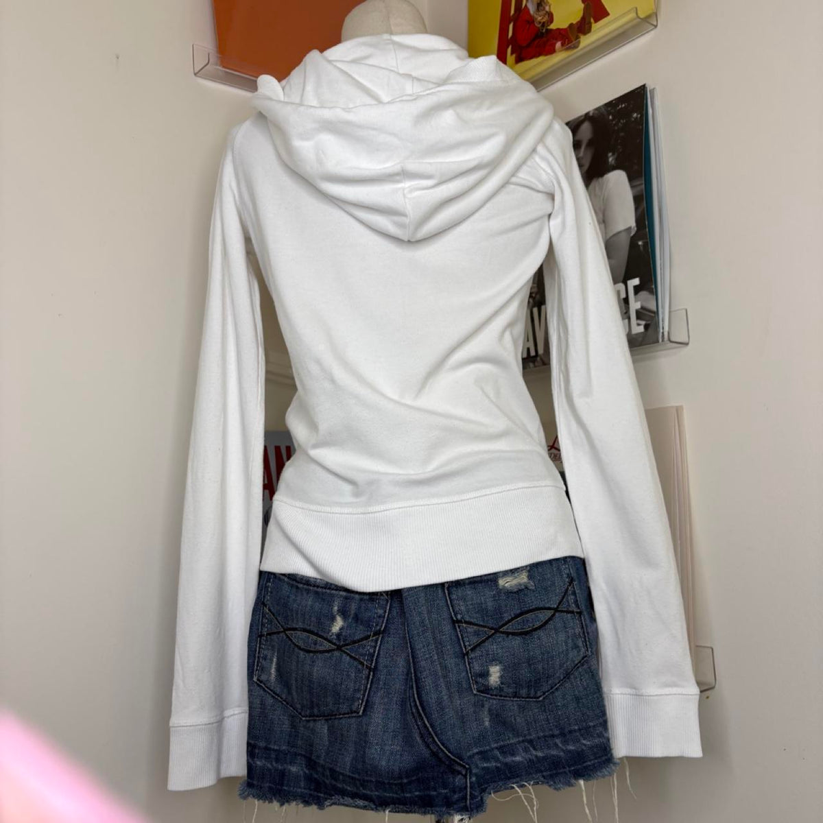 vintage 2000s y2k abercrombie and fitch white zip up jacket