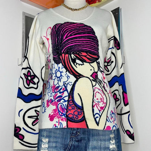 vintage custo barcelona graphic sweater