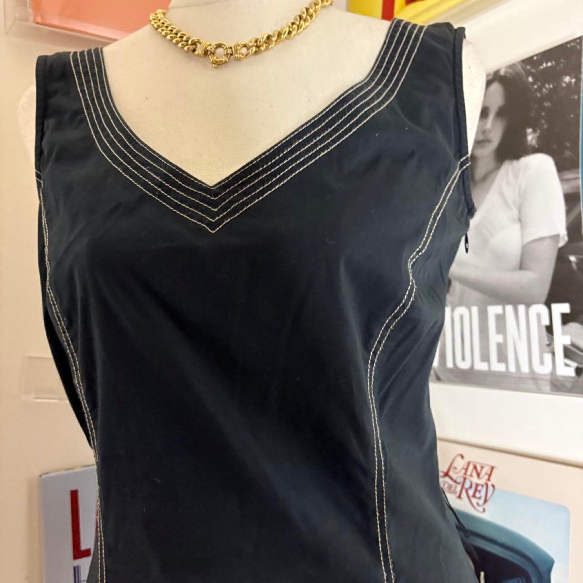 vintage 90s navy blue midi dress