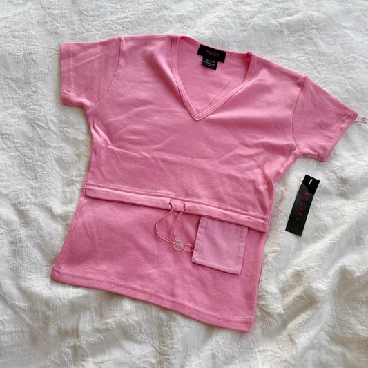 deadstock NWT 2000s y2k pink activewear toggle baby tee
