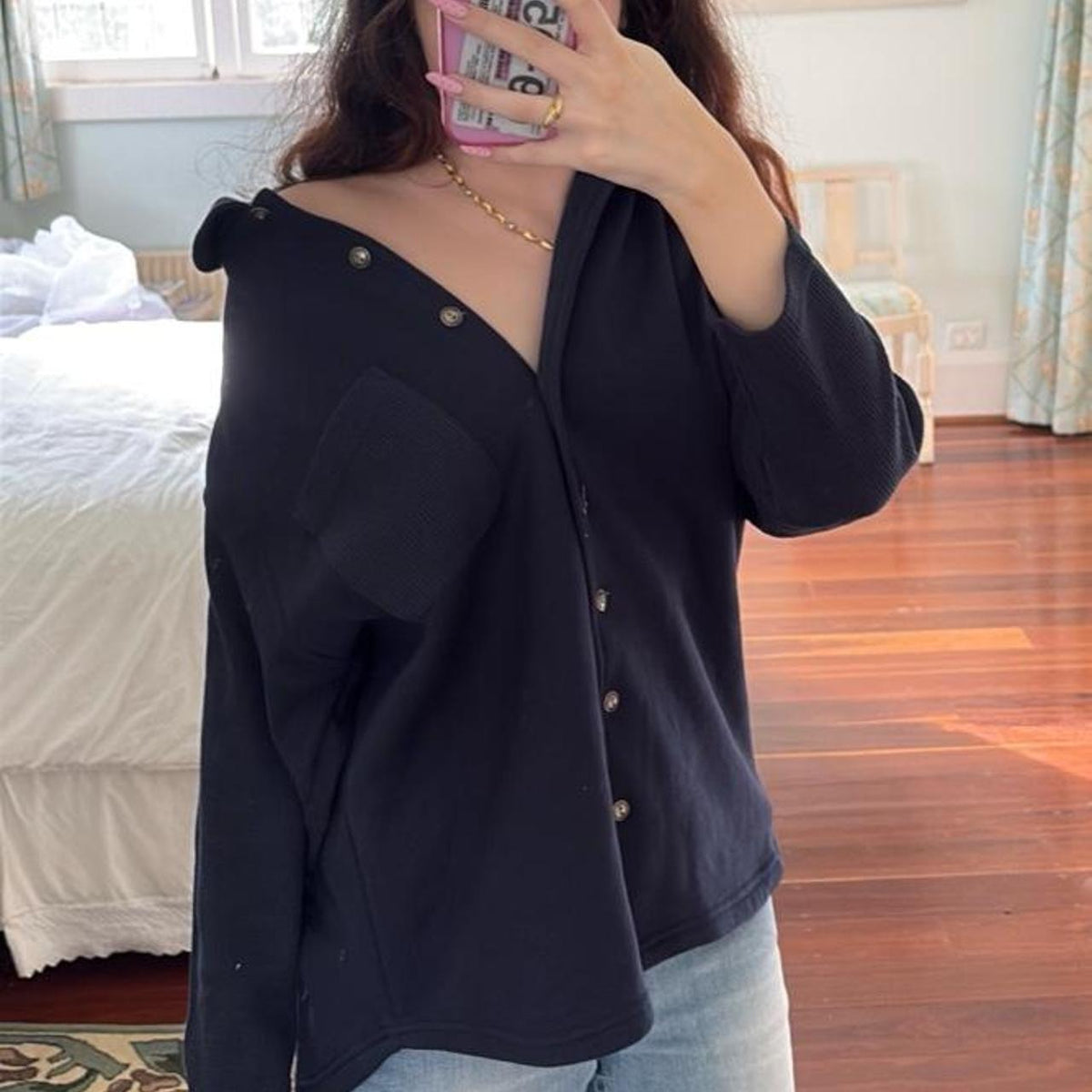 deadstock NWOT vintage style navy button up jacket