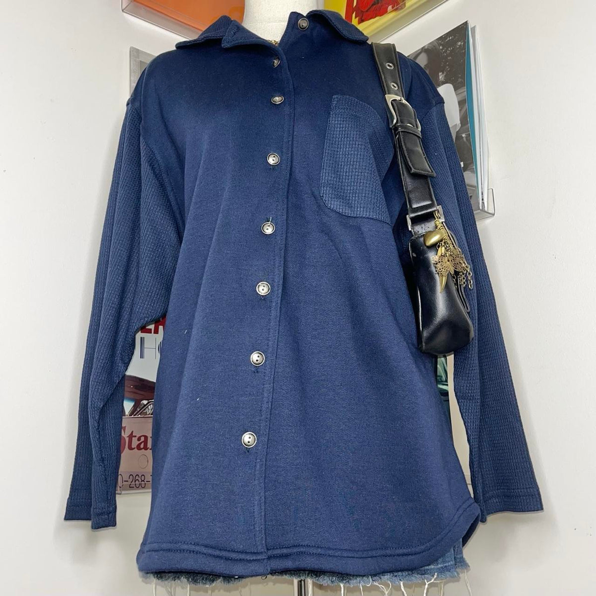 deadstock NWOT vintage style navy button up jacket