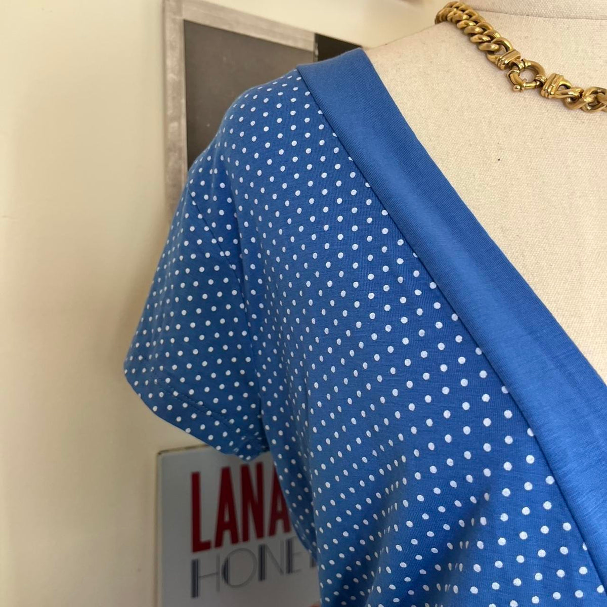deadstock NWT 2000s y2k blue polka dot tunic / short dress