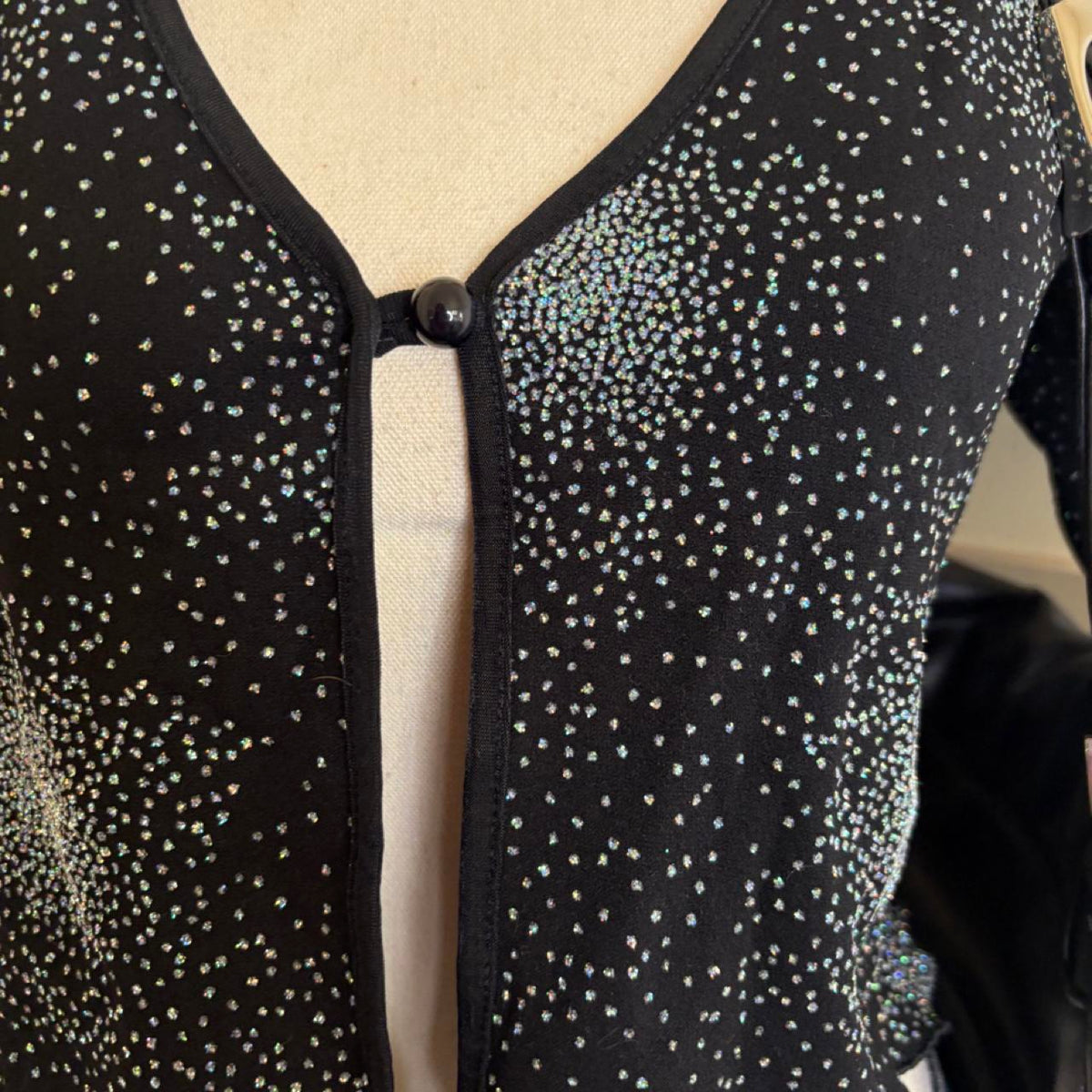 vintage 90s black glitter sparkle crop cardigan