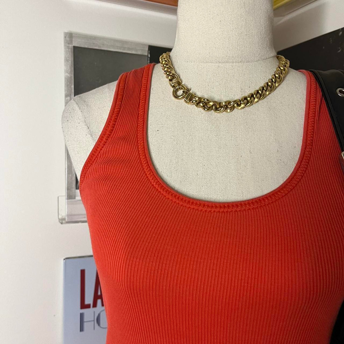 vintage 2000s y2k orange ribbed tank top