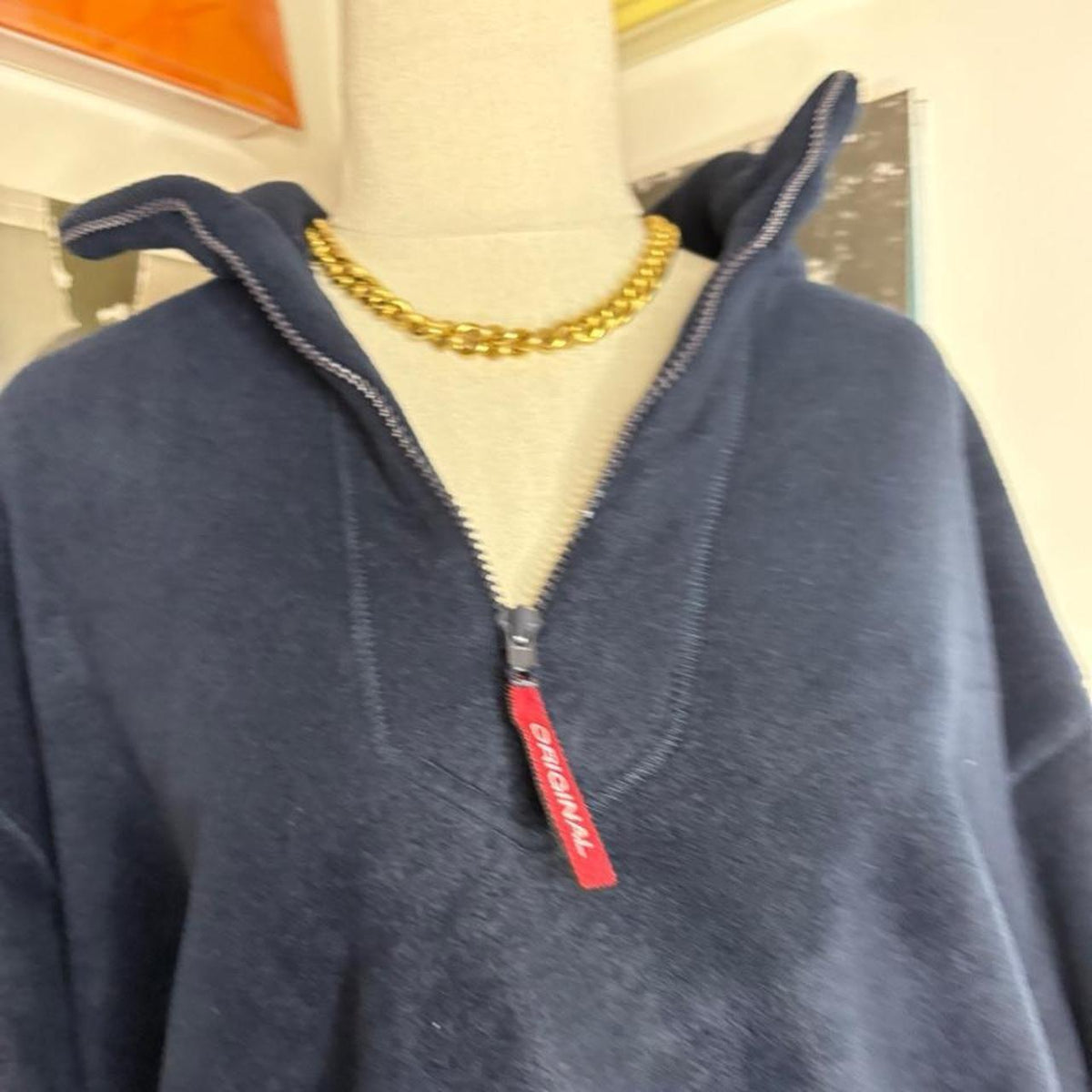 deadstock NWOT 2000s activewear navy fleece quarter zip