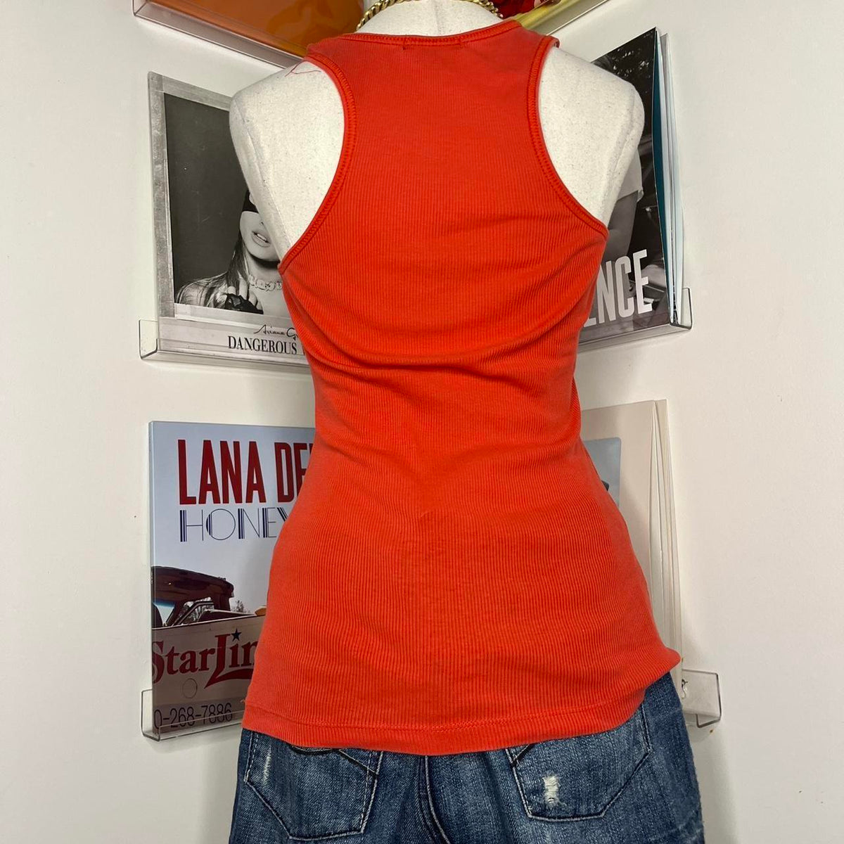 vintage 2000s y2k orange ribbed tank top