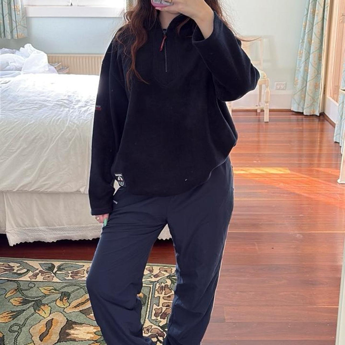 deadstock NWOT 2000s activewear navy fleece quarter zip