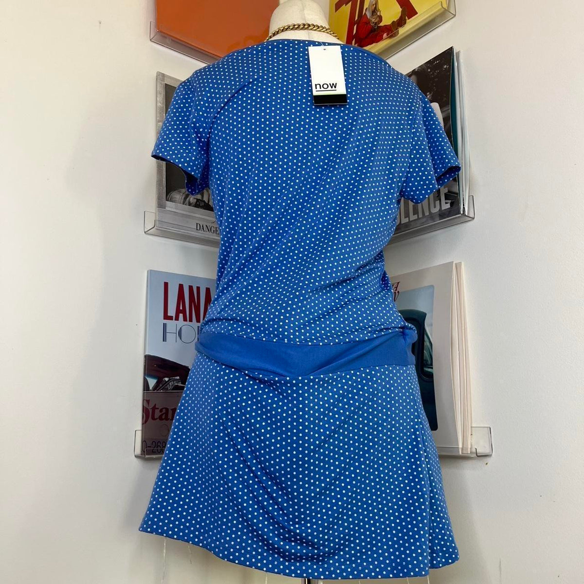 deadstock NWT 2000s y2k blue polka dot tunic / short dress