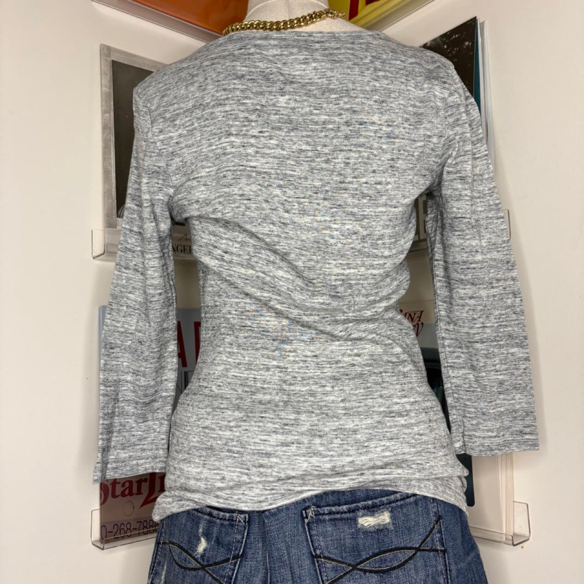 vintage 90s grey 3/4 sleeve top