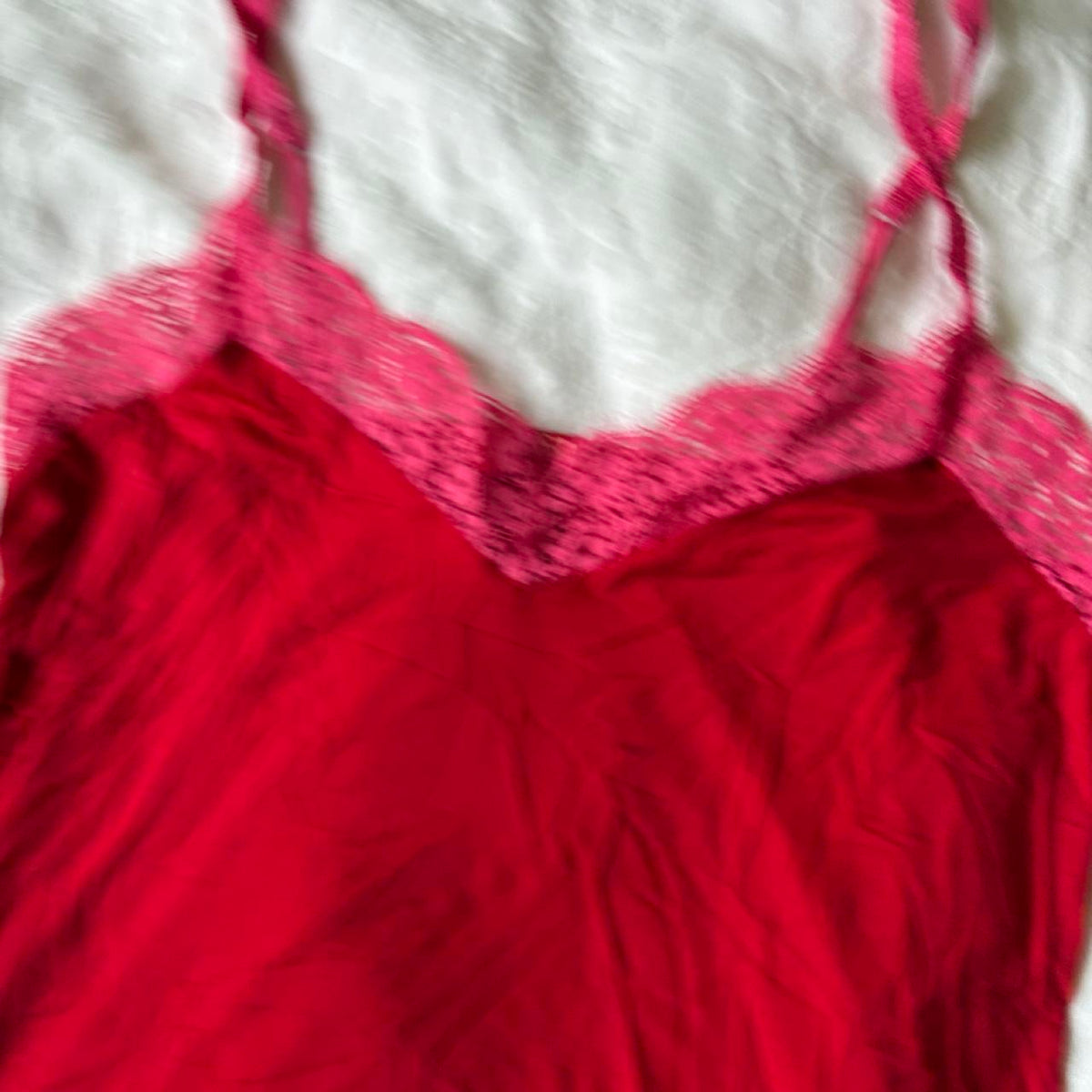 vintage 2000s y2k red pink slip lingerie dress