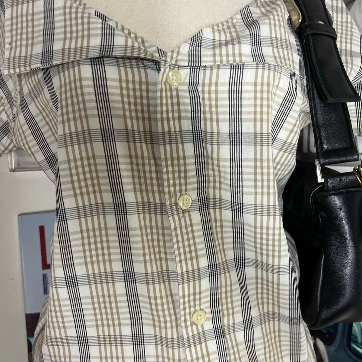vintage handmade reworked plaid check collar shirt with neck tie