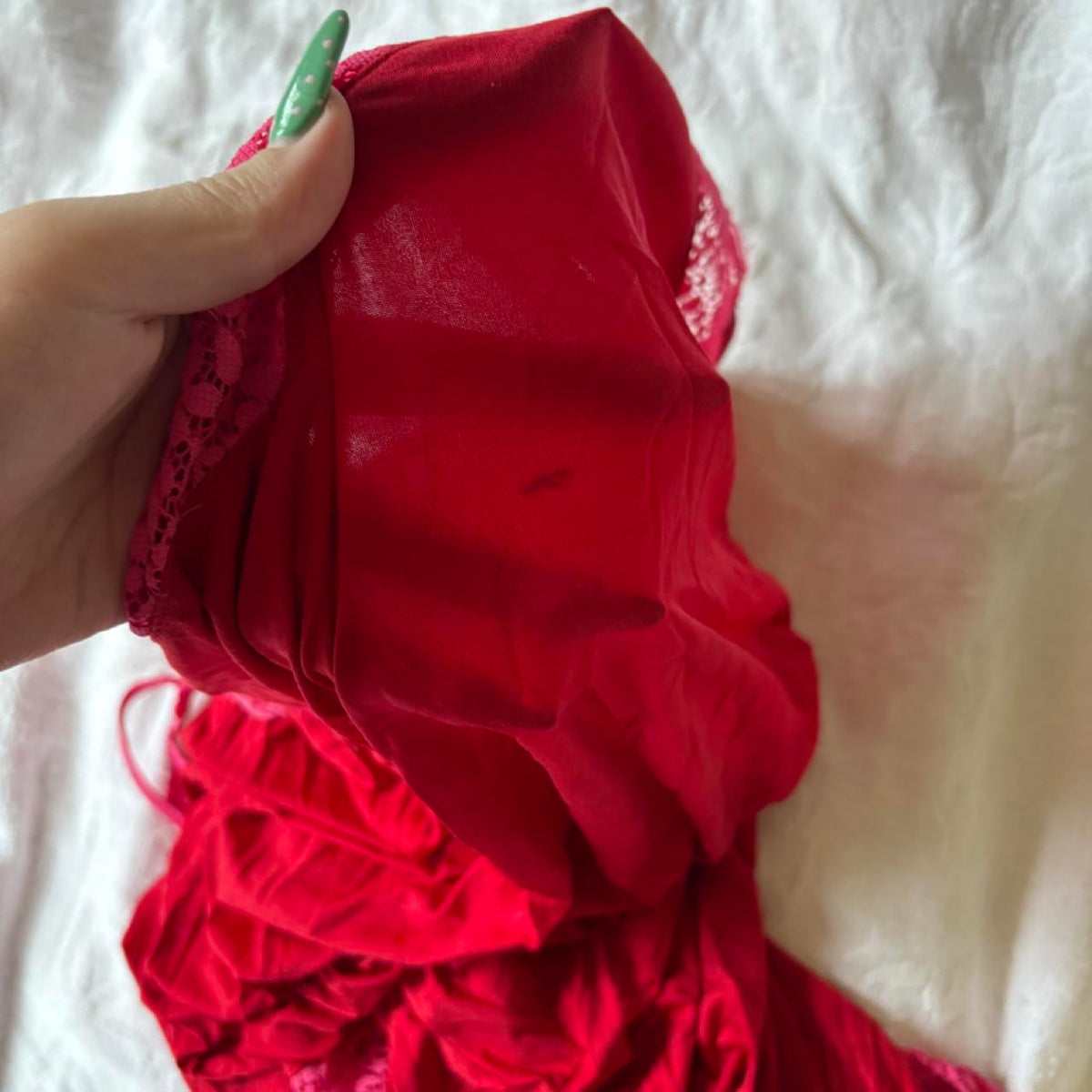 vintage 2000s y2k red pink slip lingerie dress