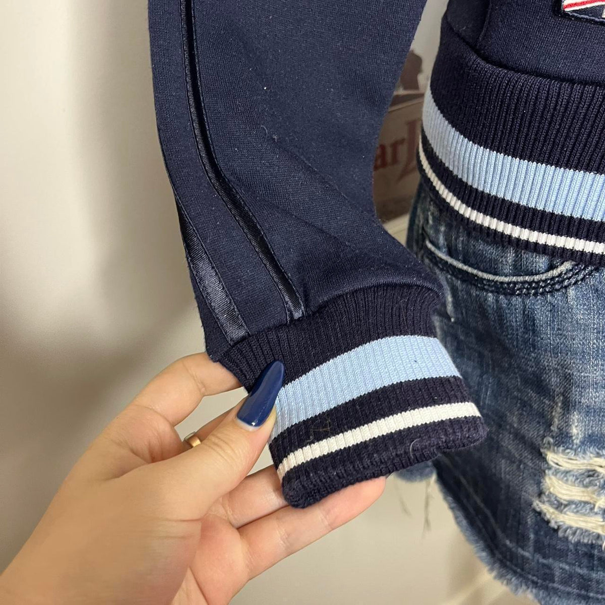 2000s y2k activewear lonsdale blue off shoulder jumper