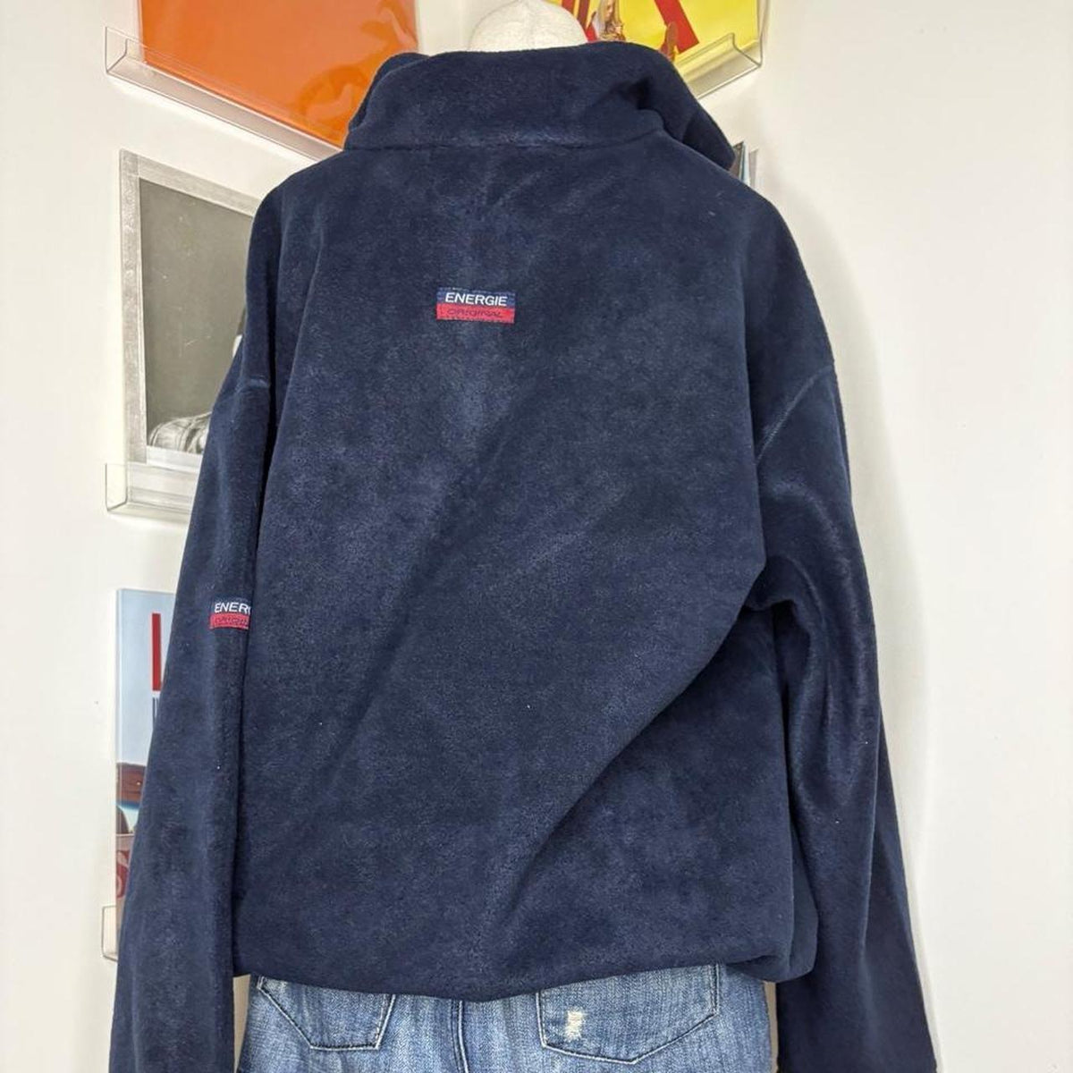 deadstock NWOT 2000s activewear navy fleece quarter zip